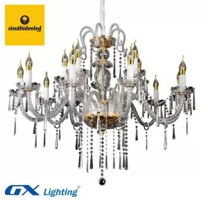 Đèn chùm cổ điển thân pha lê K9 cao cấp mạ vàng 15 tay - GX Lighting GX9178