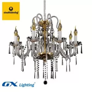 Đèn chùm cổ điển thân pha lê K9 cao cấp mạ vàng 8 tay - GX Lighting GX9178