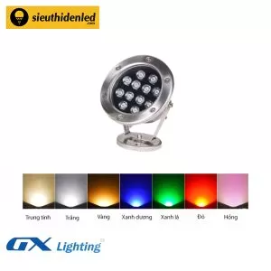 Đèn led âm nước đơn màu GX Lighting 12W DAN-12W