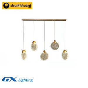Đèn thả bàn ăn pha lê mâm inox vàng - GX Lighting GX8829T6