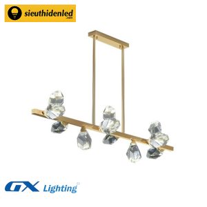Đèn thả pha lê khung thân đồng dành cho bàn ăn dài - GX Lighting GX-128