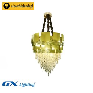 Đèn chùm thả dây pha lê viền vàng GX Lighting GX8890T500