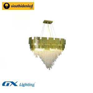 Đèn chùm thả dây pha lê viền vàng - GX Lighting GX88990N800