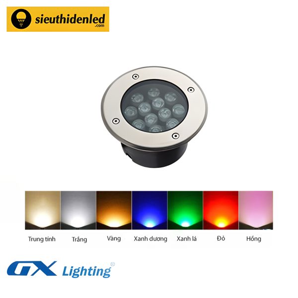 Đèn led âm đất tròn đơn màu 12W GX Lighting ADT-12W