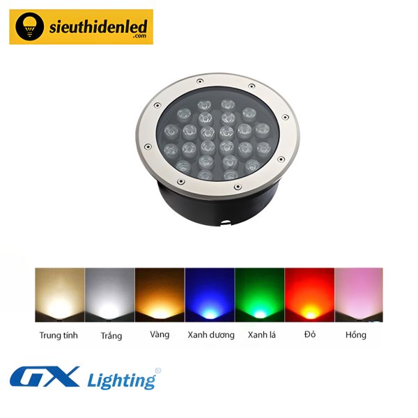 Đèn led âm đất tròn đơn màu 24W GX Lighting ADT-24W