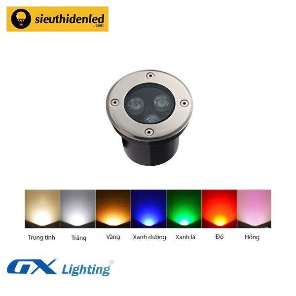 Đèn led âm đất tròn đơn màu 3W GX Lighting ADT-3w