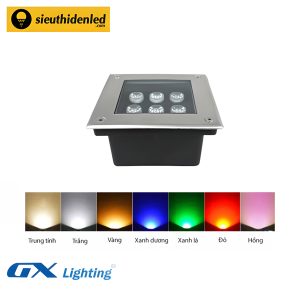 Đèn led âm đất vuông đơn màu 6W GX Lighting DMD-601