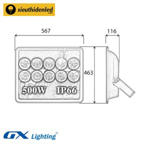 Đèn led pha tròn 500W GX Lighting GX-DPTV500