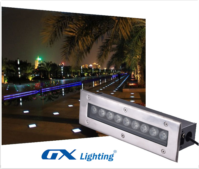 Phối cảnh đèn led âm đất chữ nhật đổi màu 9W GX Lighting AD-901-RGB