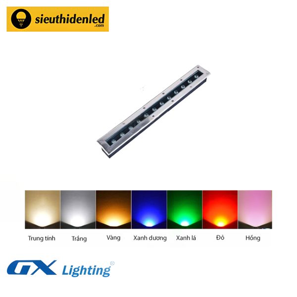 Đèn led âm đất chữ nhật đơn màu 12W GX Lighting AD-1201