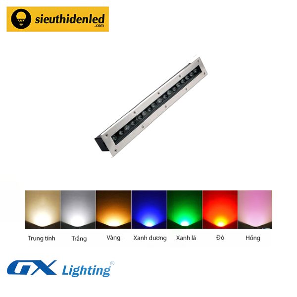 Đèn led âm đất chữ nhật đơn màu 18W GX Lighting AD-1801