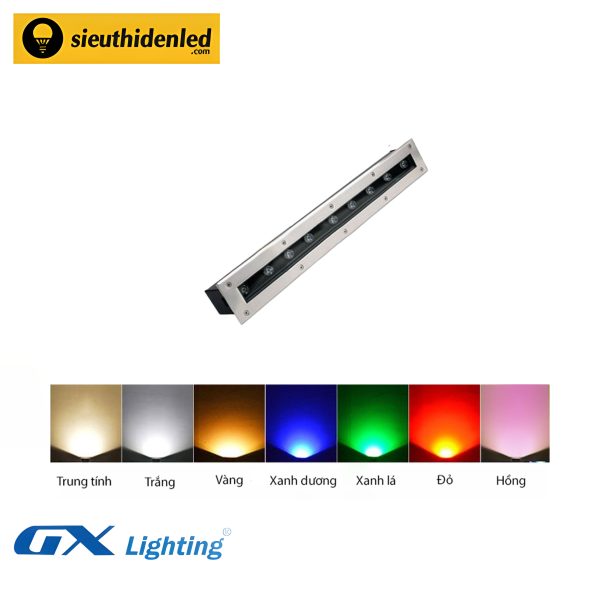 Đèn led âm đất chữ nhật đơn màu 9W GX Lighting AD-901