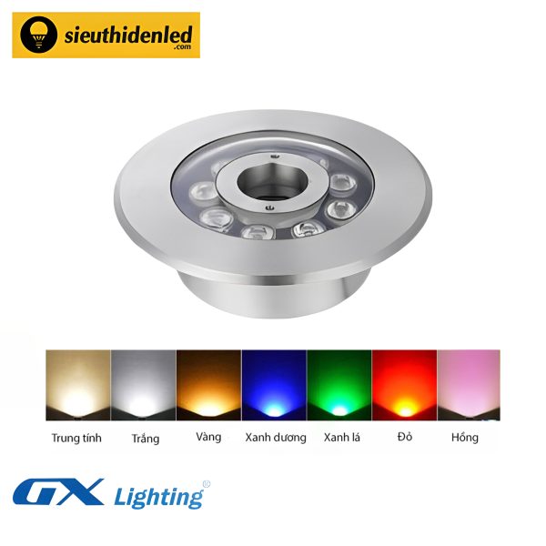 Đèn led âm nước bánh xe đơn màu inox 12W GX Lighting ANIBX12