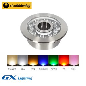 Đèn led âm nước bánh xe đơn màu inox 24W GX Lighting ANBXI220