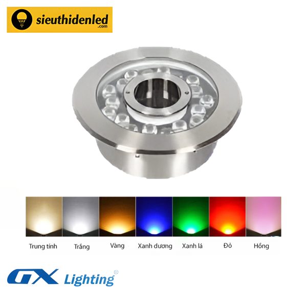 Đèn led âm nước bánh xe đơn màu inox 24W GX Lighting ANBXI220