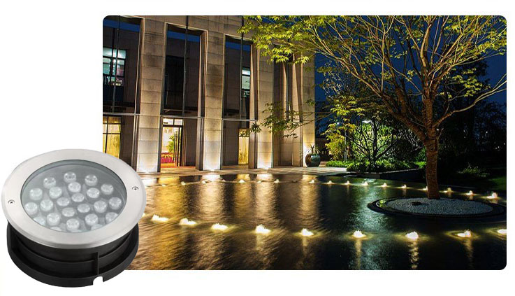 Phối cảnh đèn led âm nước chôn 24W GX-Lighting