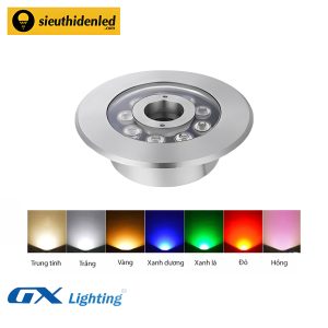 đèn led âm nước bánh xe đơn màu inox 9w GX Lighting ANBXI160